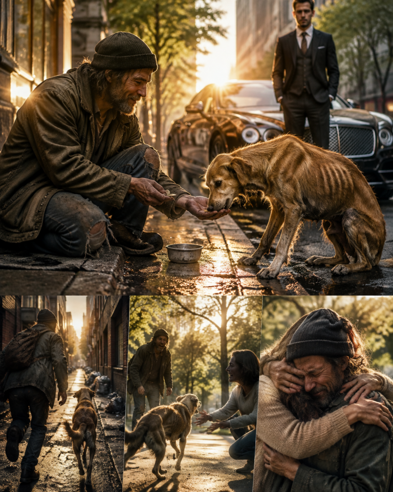 A homeless man spent his last $7.40 saving a billionare’s starving dog—then the dog led him to someone he’d searched for for 20 years.