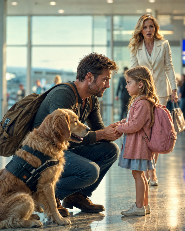 Single Dad Helped a Lost Girl at the Airport Then Her Billionaire Mother Saw the Name on His Dog..