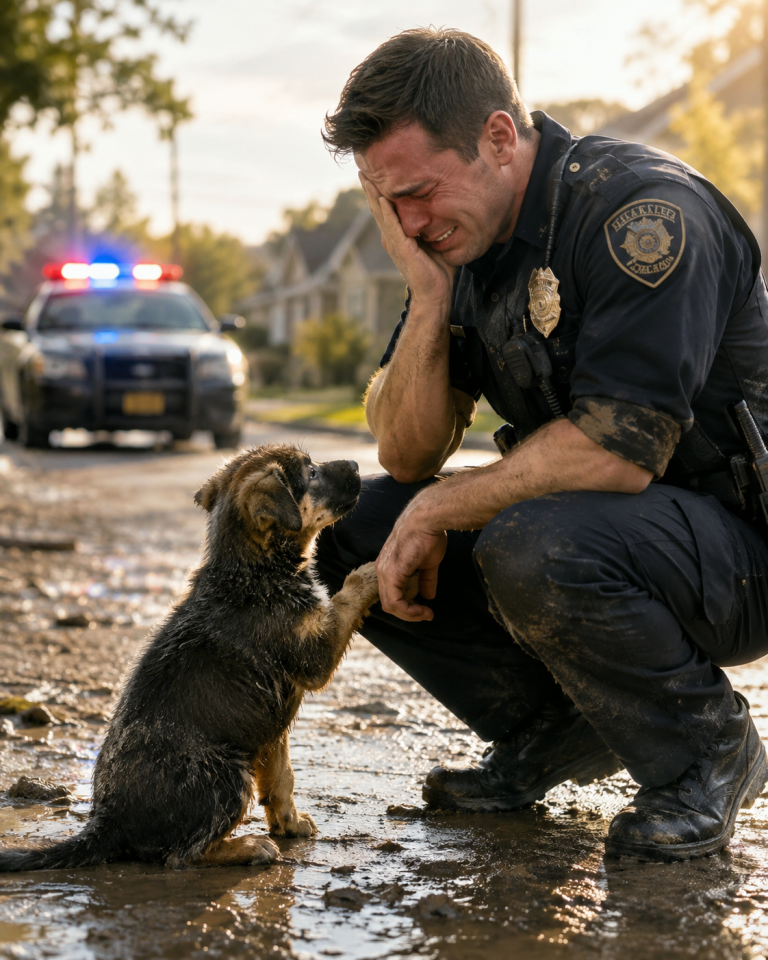 Puppy Keeps Following Cop – When He Finds Out Why, He Breaks Down in Tears!