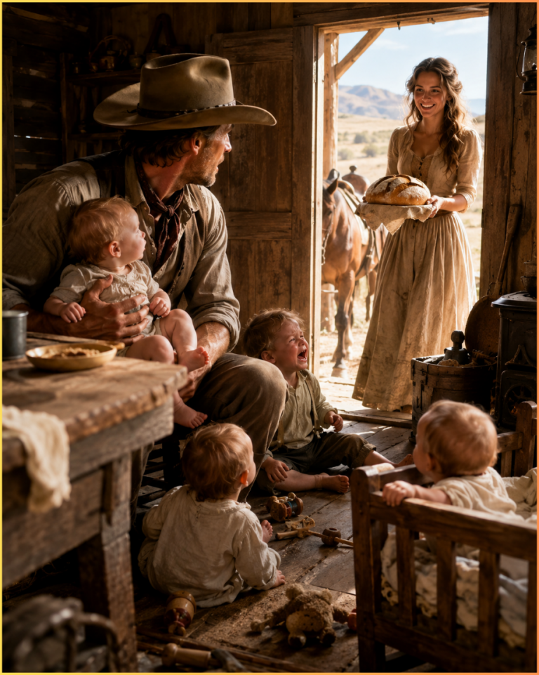 The Cowboy Was Left With Four Babies After His Wife Died, Until She Walked In With A Loaf Of Bread