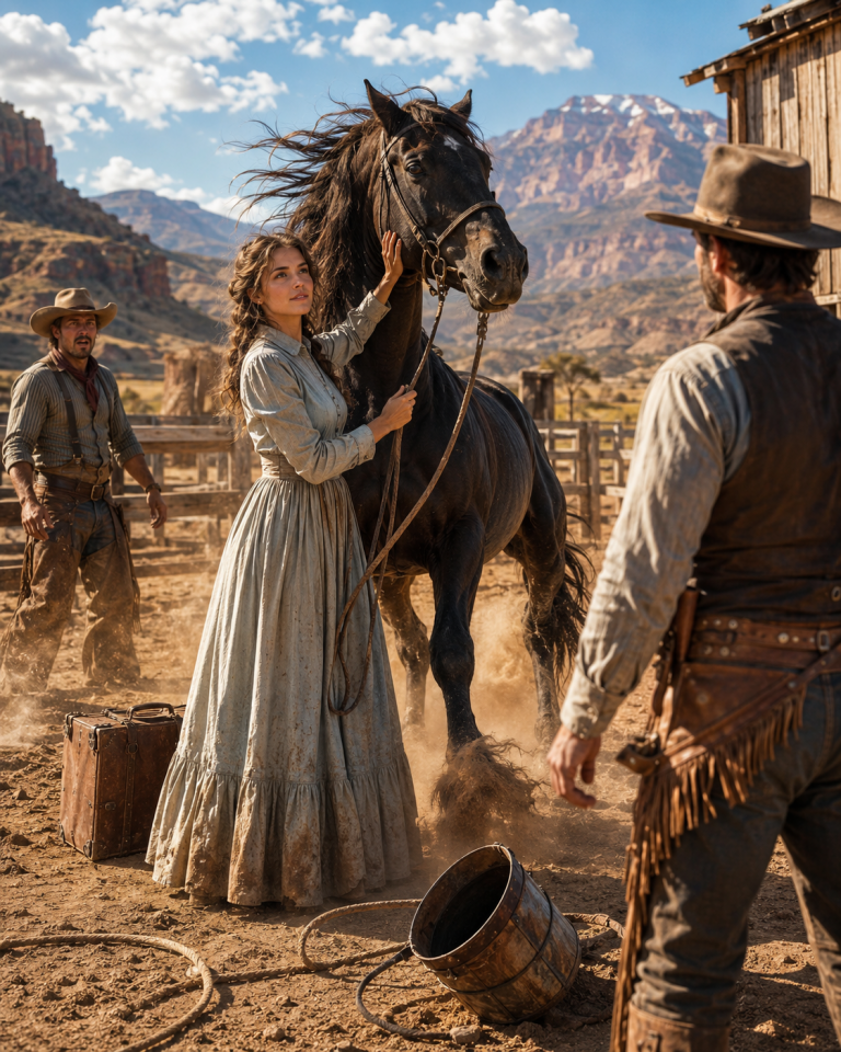 A rejected mail-order bride calmed a stallion no cowboy could control—then the rancher realized she was exactly what he needed.