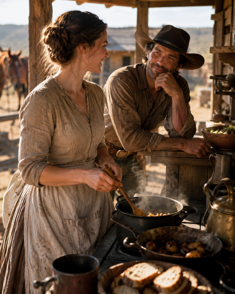 A Widow Offered To Cook For Shelter — The Cowboy Said: Only If You Season With Laughter Too…