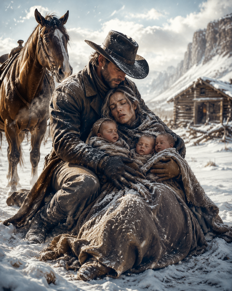 A Widow With Triplets, Left To Die In The Blizzard, Until a Cowboy Made Her His Wife