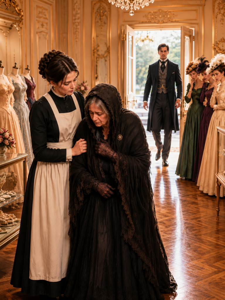 A KIND MAID HELPED AN OLD WOMAN MOCKED IN A DRESS SALON — UNAWARE SHE WAS THE DUKE’S MOTHER