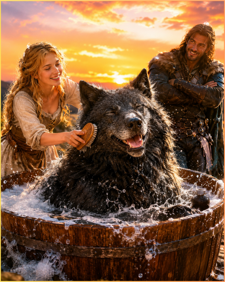 The Clumsy Omega Gave a Bath to a Giant Black Wolf- Then the Alpha King Refused to Leave Her Cottage