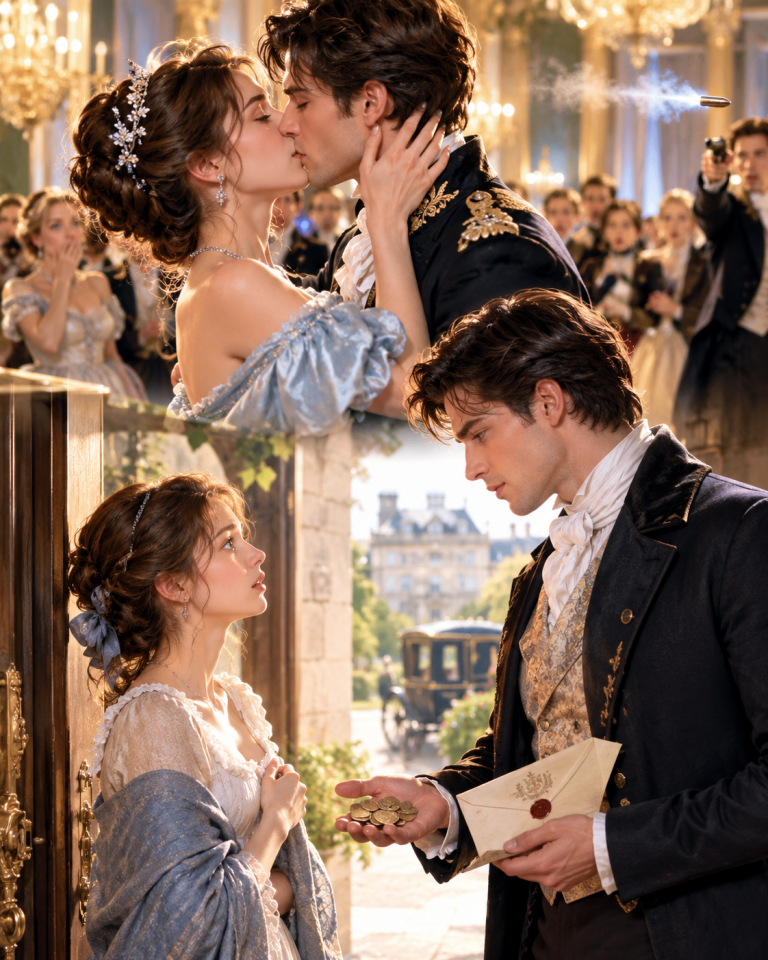 She Kissed a Stranger Before the Entire Ballroom to Stop a Bullet—Three Days Later, England’s Richest Duke Appeared at Her Door Holding Her Last Three Shillings and a Marriage Contract She Could Not Refuse