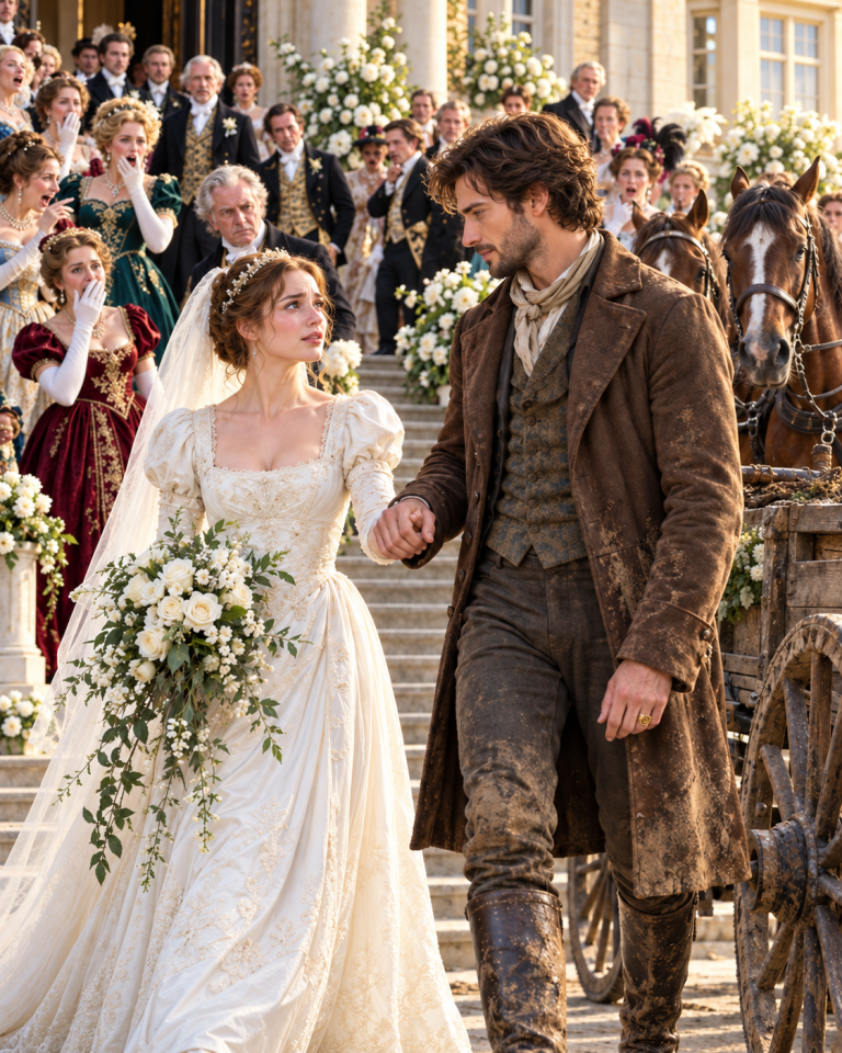 Two Hundred Aristocrats Mocked the Earl’s Forgotten Daughter When Her Groom Arrived in a Mud-Caked Farmer’s Cart—But She Took His Hand Anyway, Never Knowing the Humble Stranger Was England’s Richest Duke in Disguise