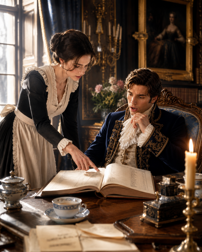 A Bankrupt Duke Jokingly Asks His Scullery Maid for Financial Advice — But When She Turns His Ledger Around and Reveals the One Route That Could Save His Dying Estate, He Realizes She Is No Ordinary Servant