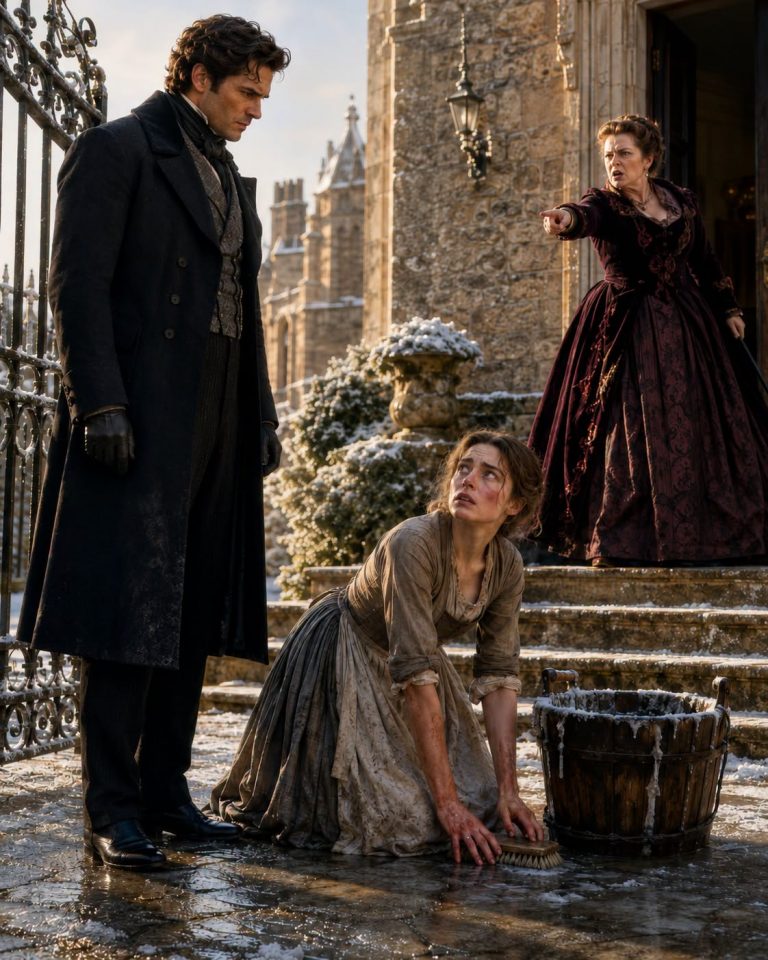 He Rode Out to Settle a £400 Debt and Found a Beaten Girl Kneeling in Icy Water Beneath Her Stepmother’s Roof — Then the Silent Duke Asked Her Name, and Everything in That House Began to Break